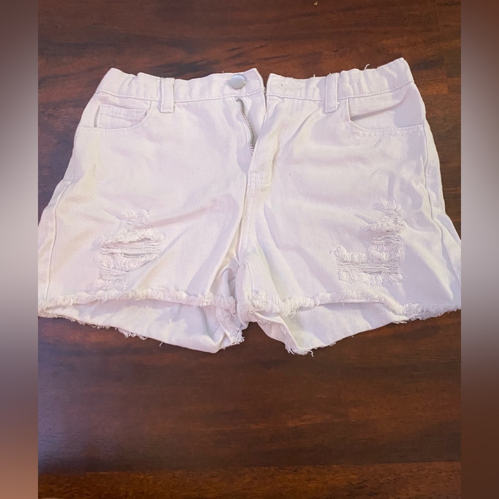 white denim shorts